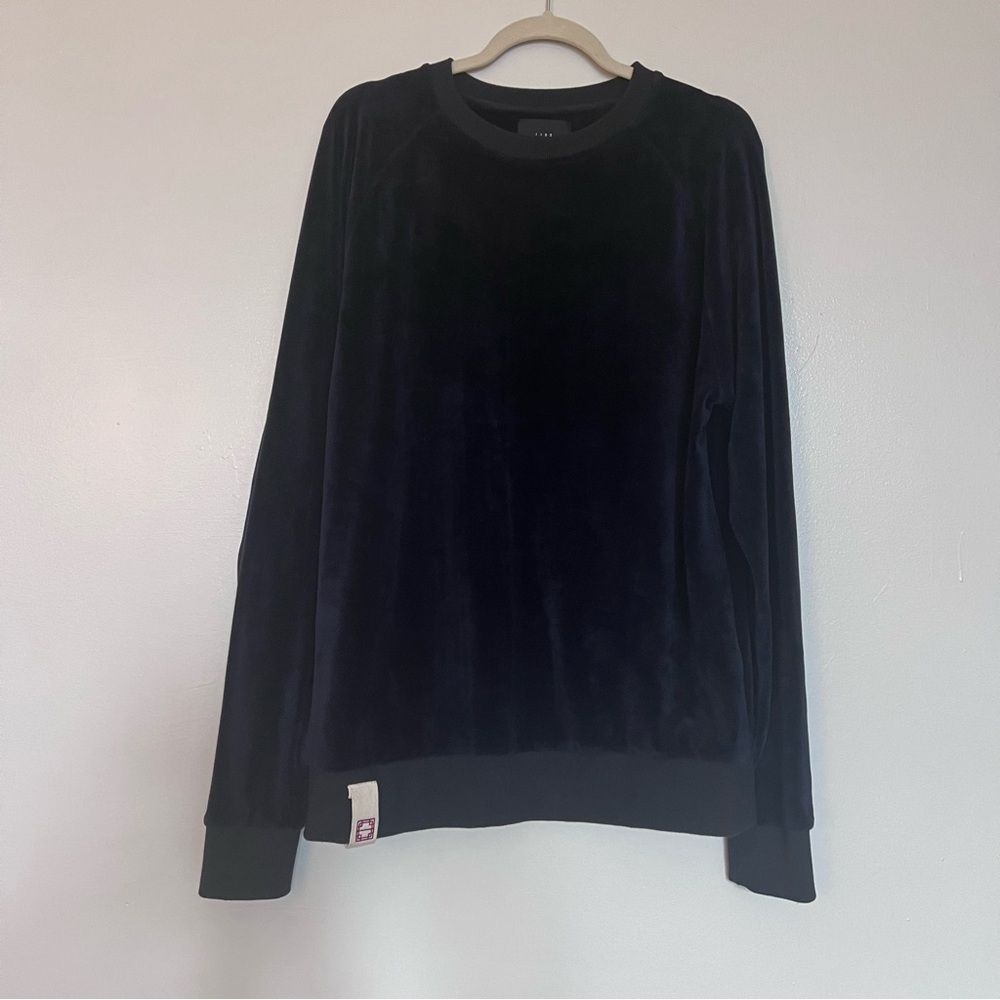 IISE streetwear designer navy velvet crewneck sweatshirt